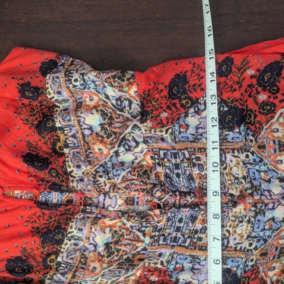 Intimately Free People Red Floral Morning Song Front Slit Maxi Slip Dress Small - Picture 4 of 9